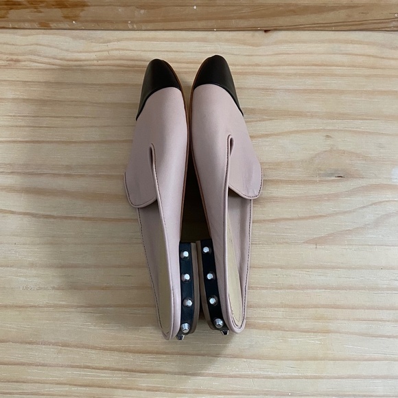 MARC FISHER Light Pink Leather Studded Cap Toe Mules - Picture 5 of 11